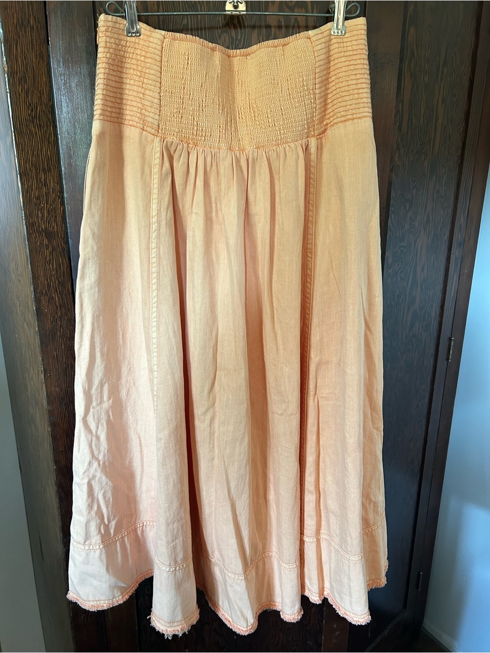 Anthropologie Pilcro Peach Cotton Button Front Skirt - Picture 4 of 6